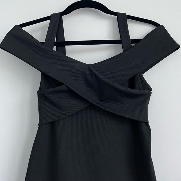 Black Open Shoulder Slim Fit Shirt - Picture 5 of 8